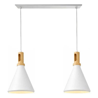  Colgante 2 Luces Siena 1 Blanco Apto Led E27 Luz Desing Blanco