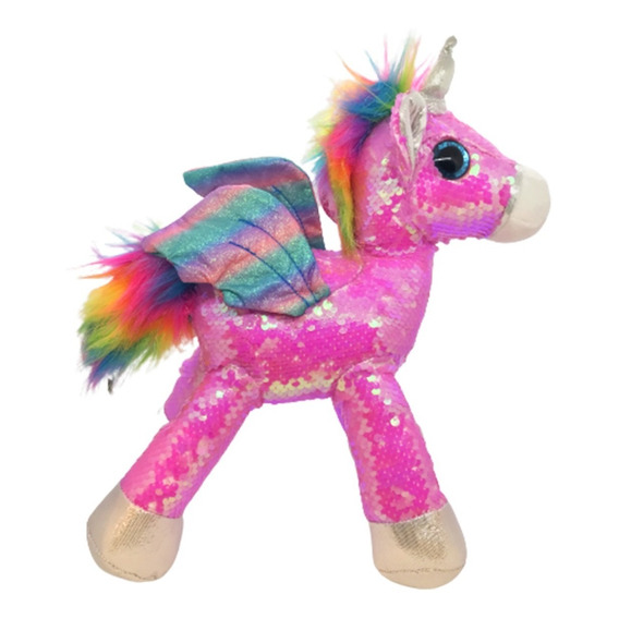 Unicornio De Lentejuelas Y Peluche. 28 Cm. Woody