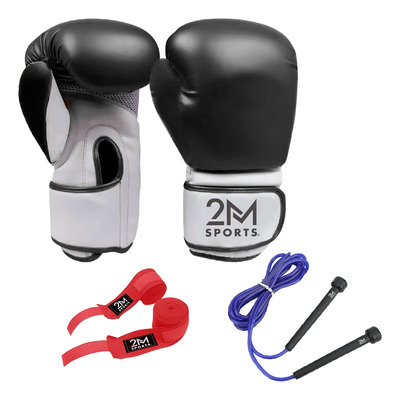 Guantes De Boxeo 10 Oz + Soga Para Saltar Y Set De Vendas