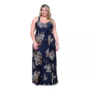 Vestido Estampado Plus Size Longo Para Festas Roupa Feminina