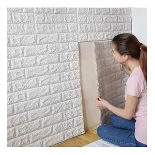 10 Painel 3d Revestimento De Parede Tijolinho Autocolante Cor Branco