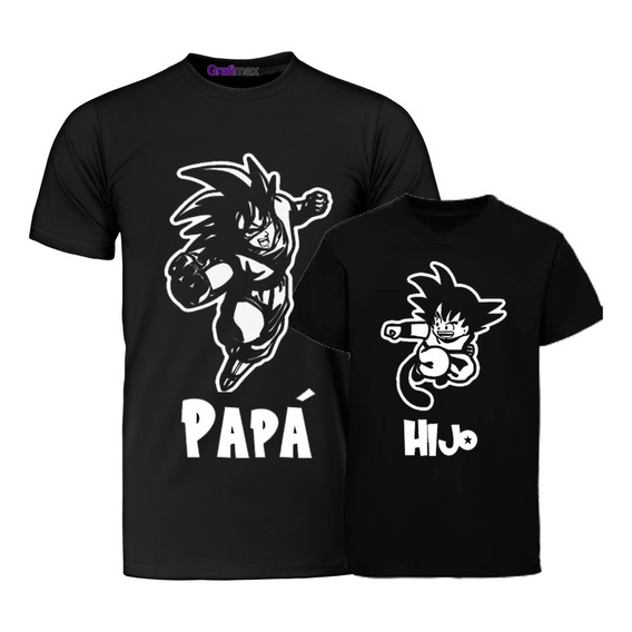 Pack Polera Goku Grande  Pequeño Papá Hijo Familia Grafimax