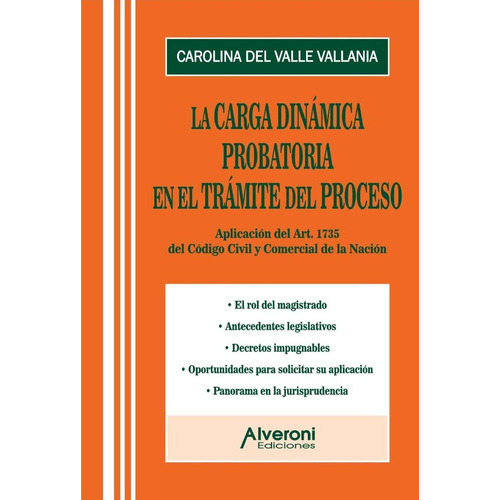 La Carga Dinamina Probatoria En El Tramite Del Proceso - Art 1735, De Del Valle Vallania., Vol. 1. Editorial Alveroni, Tapa Blanda En Español, 2021