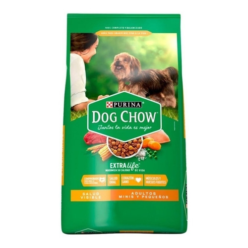 Dog Chow salud visible alimento para perro adulto de raza mini y pequeña sabor carne y pollo 8kg