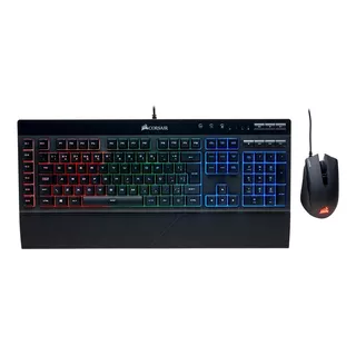 Kit De Teclado Y Mouse Gamer Corsair K55 + Harpoon Rgb Español De Color Negro