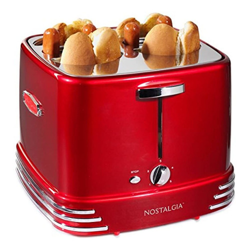 Nostalgia Rhdt800retrored Four Popup Hot Dog Tostadora Color Retro red