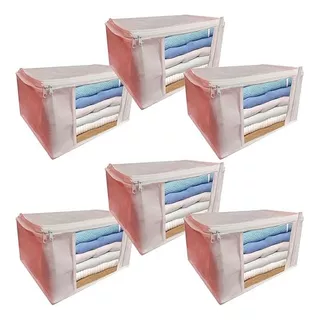 6 Organizador De Guarda Roupa Pack Tnt Fléxível 20x34x34cm