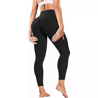 Calza Leggings Frunce Cola Efecto Push Up Drapeada Spandex