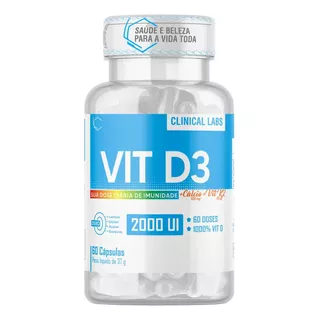 Vitamina D3 2000ui Vit D + K2 Mk7 + Cálcio - 60 Cápsulas