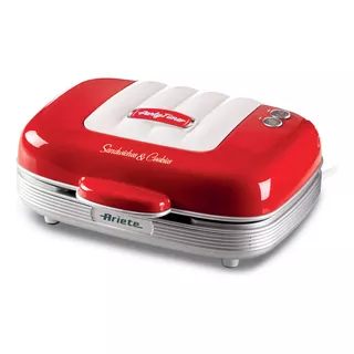 Ariete Party Time Para Sándwiches, Muffins Y Donas, Color Rojo, 220 V