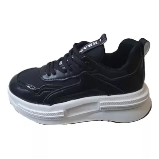 Calzado Mujer Zapatillas Urbanas Cuero Blanco Negro Sneaker 