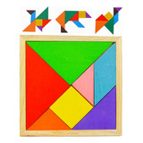 Tangram En Madera Con Formas Colores Puzzle 7 Piezas Ingenio