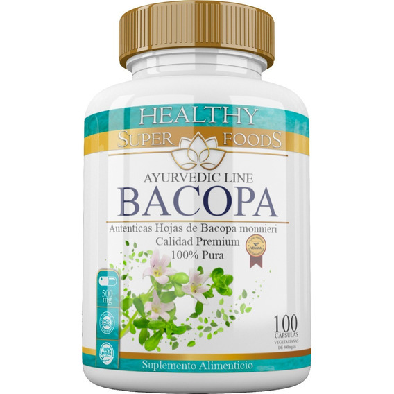 Bacopa Premium 100 Capsulas 500mg Ayurvedic Line Sabor Natural