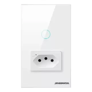 Interruptor Inteligente Com Tomada Wifi Novadigital 1 Botão Touch Tuya Branco