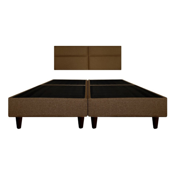 Recamara Base Cama Box Cabecera Cairo Chocolate King Size Color Marrón