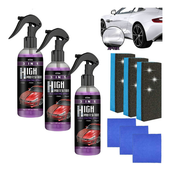 3×3 En 1 Spray De Recubrimiento Rápido For Automóviles De D