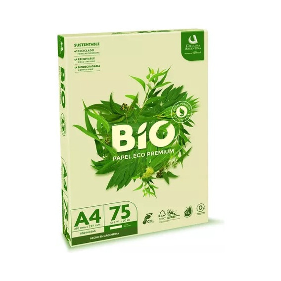 Resma Bio Papel Color Natural Ecologico Premium A4 75g