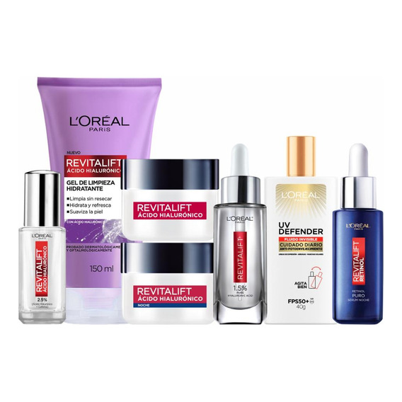 Pack Revitalift: Crema Día+noche+serum+retinol+ojos+gel+uv