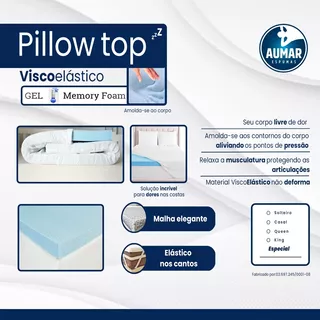 Pillow Top Hérnia De Disco Viscoelástico Nasa Gelqueen 5cm 