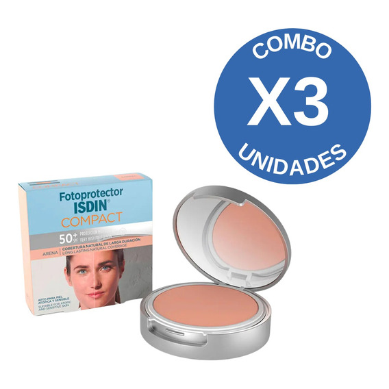 Combo X3 Isdin Fotoprotector Spf50+ Compacto Arena 10 Gr