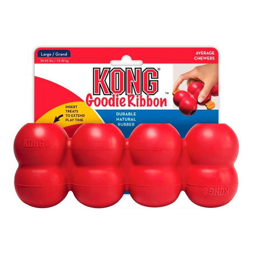 Juguete Rellenable Kong Goodie Ribbon Talla L De 13 A 30 Kg Color Rojo