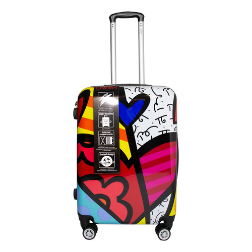 Owen Valija De Viaje Grande Estampada Rígida Ow40006 24 Color Blanco Corazón