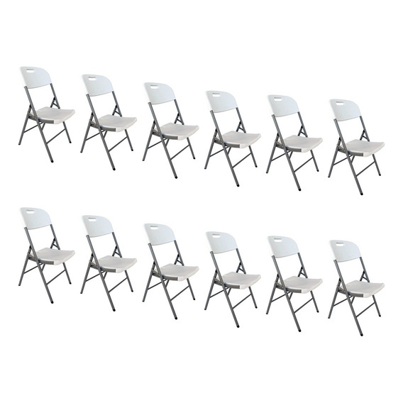 Silla Plegable Linium Eventos Plástico Resistente Set De 12 Color Blanca