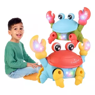 Brinquedo Caranguejo Com Led Música Bebê Rastejante Fujão