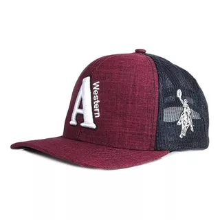 Boné Austin Western Snapback Em Tela Bordo E Preto