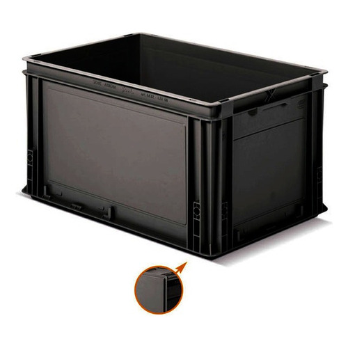 Contenedor Plástico Cajón Apilable 6432a 60x40x32cm X8 Color Negro