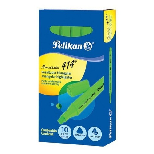 Marcatextos Triangular Pelikan 414 Caja Con 10 Piezas Color Verde