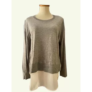 Sweater Pullover Gris Melange Finito Camisa Falsa H& M