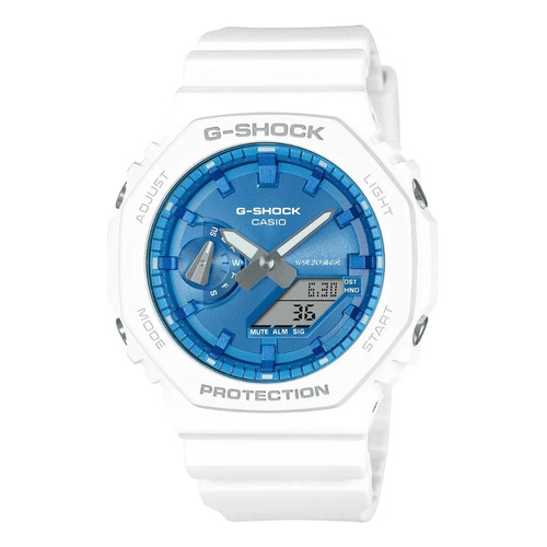 Reloj Casio G-shock Ga-2100ws Para Caballero Color De La Correa Blanco Color Del Bisel Blanco Color Del Fondo Blanco