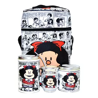 Equipo De Mate Sin Termo Mafalda Quino Cuero Set Kit Matero 