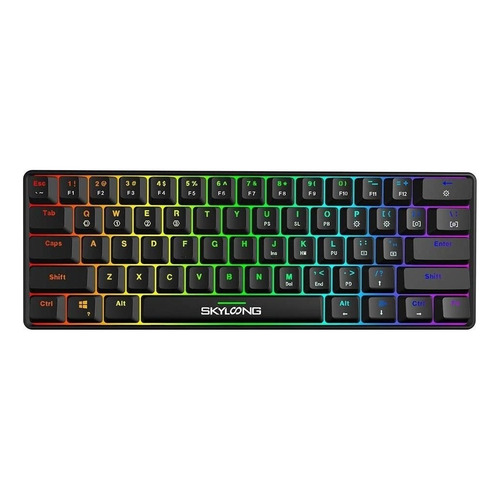 Teclado gamer inalámbrico Skyloong GK61 QWERTY inglés US color negro con luz RGB