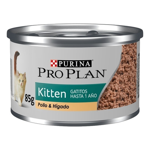 Alimento Pro Plan OptiStart Kitten para gato de temprana edad sabor pollo y hígado en lata de 85g