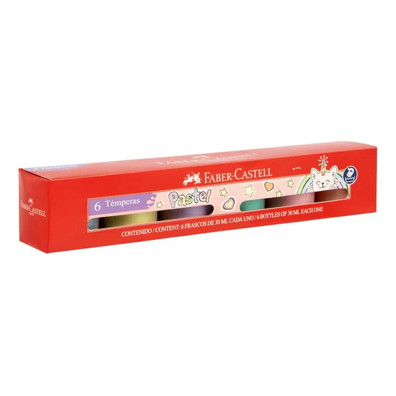 Set X6 Temperas Faber Castell 30ml Colores Pastel - El Rey