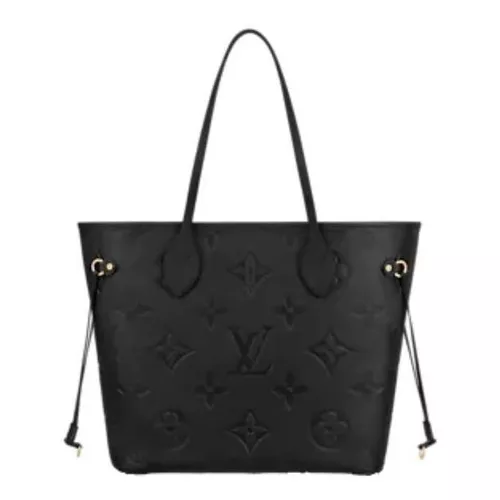 Bolsa tote Louis Vuitton Neverfull MM diseño monogram de cuero black asas  color negro