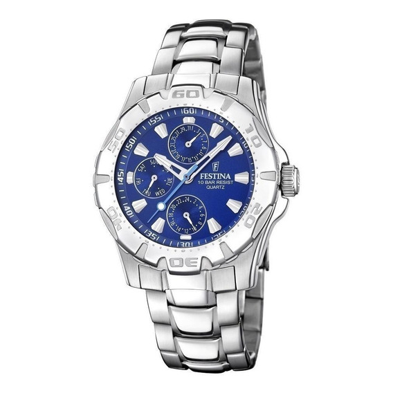 Reloj Festina F16242/m Plateado Hombre Color de la correa Acero laqueado Color del fondo Azul