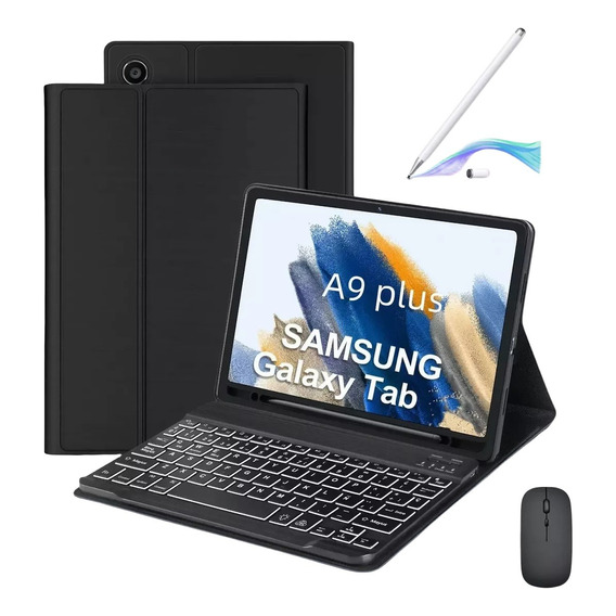 Funda Teclado Iluminado Mouse+lápiz Para Galaxy Tab A9 Plus 