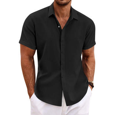 Camisas De Lino Para Hombre Camisas Casuales De Manga Corta