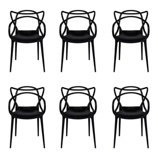 Cadeira De Jantar Rivatti Allegra, Estrutura De Cor  Preto, 6 Unidades