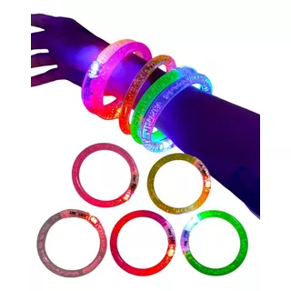 Pulsera Acrilico Led X 10 Unidades Pack Cotillón Luminoso