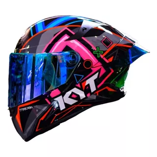 Capacete Moto Kyt Tt Course Ratthapark Play Verde Rosa Azul