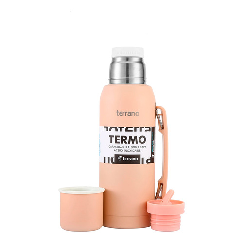 Termo Terrano Premium 1lt Con Manija Color Rosa