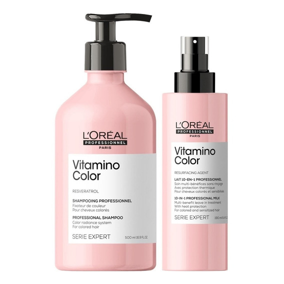 Shampoo Cabello Teñido 500ml + Spray Loreal Vitamino Color