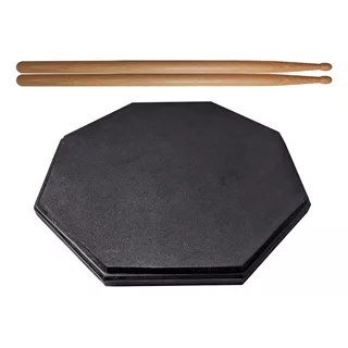 Pad Práctica Percusión Mediano 10 Pulgadas + 1 Par Baquetas