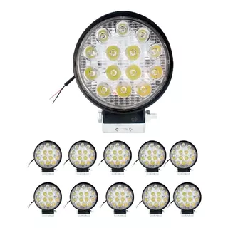 Kit 17x Farol Led Auxiliar 42w Redondo 12v 24v Dual Fase 16'