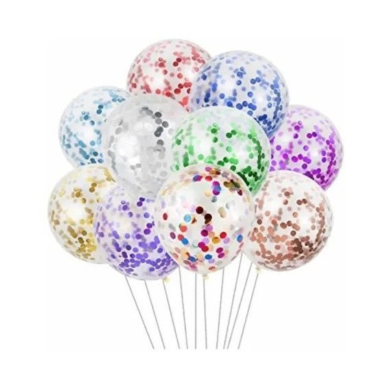 5 Globos Con Confeti Colores Para Fiestas Y Cumpleaños 30 Cm