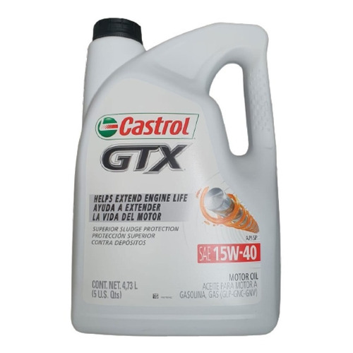 Aceite de Motor a Gasolina Castrol GTX 15W40 Motor 4.73 Lts Garrafa